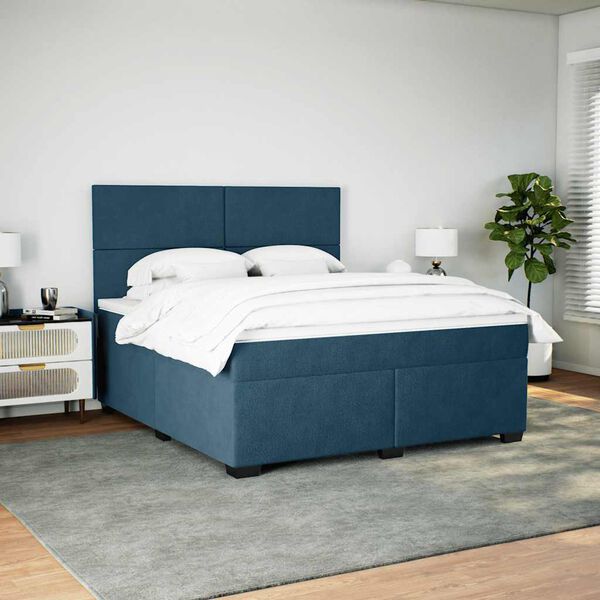 vidaXL Boxspring met matras fluweel blauw 180x200 cm