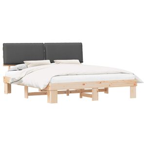 vidaXL Bedframe met Gevoerd Hoofdgedeelte Donkergrijs 200 x 200 cm