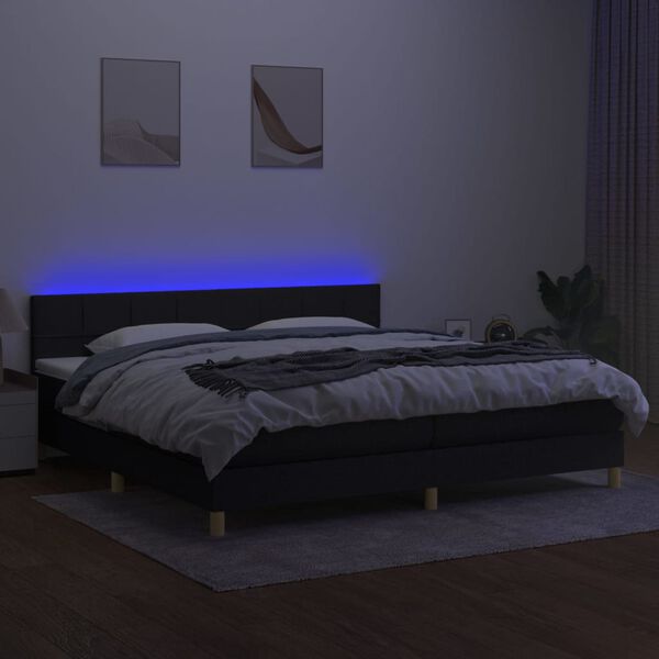 vidaXL Boxspring met matras en LED stof zwart 200x200 cm