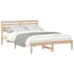vidaXL Bedframe met hoofdeinde Bruin 140 x 210 cm Massief grenenhout