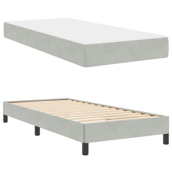 vidaXL Boxspringbed met matras Lichtgrijs 90 x 210 cm Stof