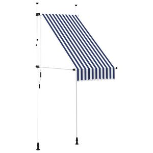 vidaXL Luifel handmatig uittrekbaar 100 cm blauw en witte strepen