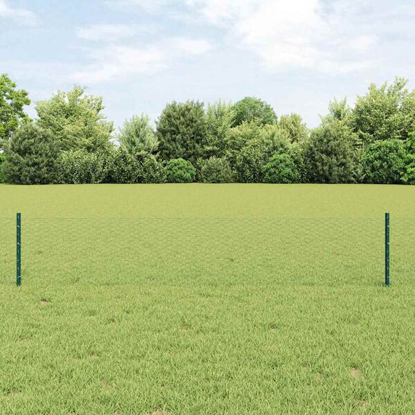 vidaXL Hek met Paal Groen 0,4 x 50 m Staal en PVC