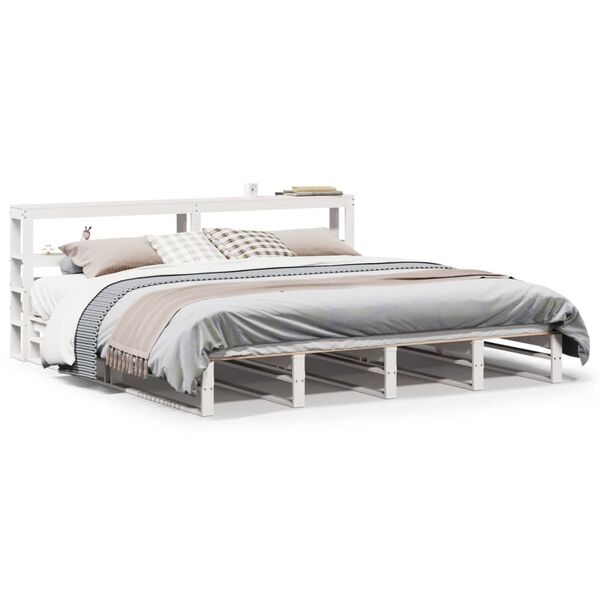 vidaXL Bedframe zonder matras massief grenenhout wit 200x200 cm