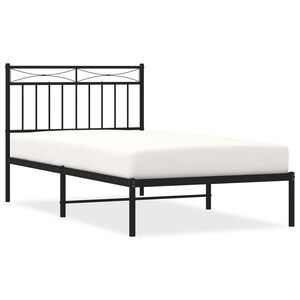 vidaXL Bedframe met hoofdbord metaal zwart 100x190 cm
