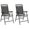 vidaXL Opklapbare stoelen, 2 stuks, gem&ecirc;leerd grijs, staal en Textilene.