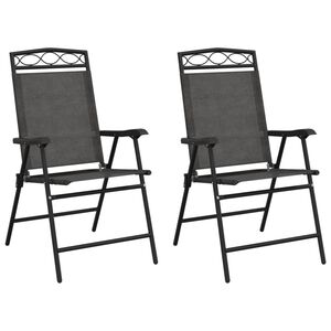 vidaXL Opklapbare stoelen, 2 stuks, gem&ecirc;leerd grijs, staal en Textilene.