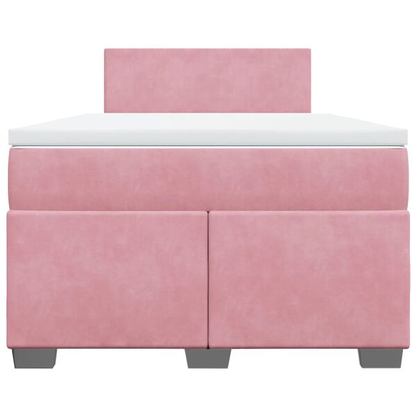 vidaXL Boxspring met matras fluweel roze 120x200 cm