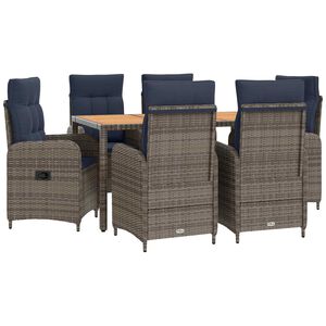vidaXL Buiten eettafelset 7 st PE Rattan en Poeder-Coated Staal