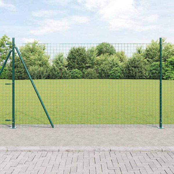 vidaXL Hekpalen 13 pcs Groen Ø32mm 170 cm Gegalvaniseerd staal
