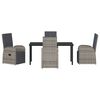 vidaXL Tuin eettafelset met kussen 5 pcs Grijs poly rattan