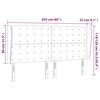 vidaXL Hoofdbord met randen 203x23x118/128 cm stof donkergrijs