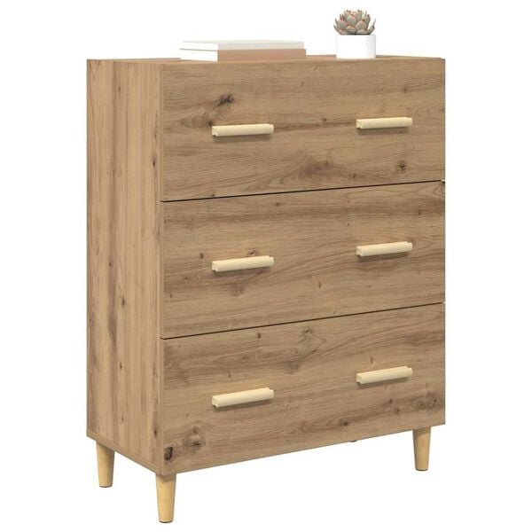 vidaXL Dressoir Artisan Eiken 69,5 x 34 x 90 cm Bewerkt hout