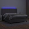 vidaXL Boxspring met matras en LED kunstleer grijs 180x200 cm