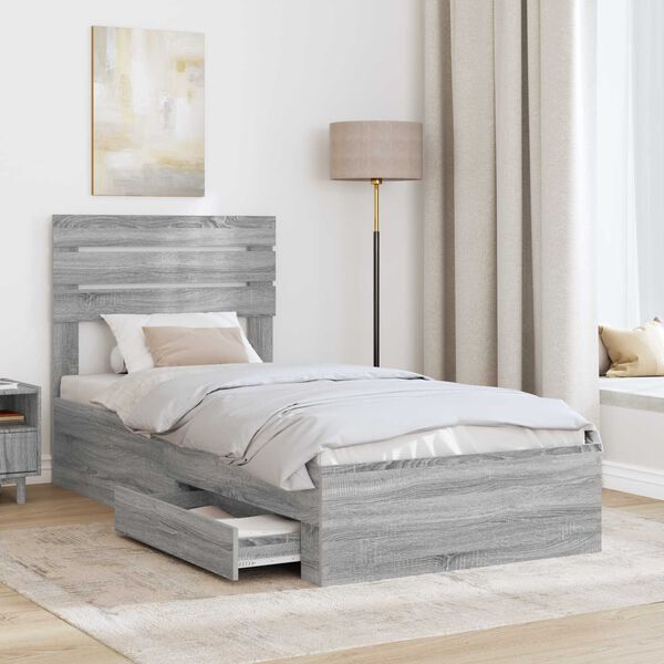 vidaXL Bedframe met lade met hoofdeinde met opslag Bewerkt hout