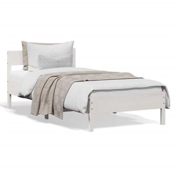 vidaXL Bedframe zonder matras massief grenenhout wit 90x190 cm