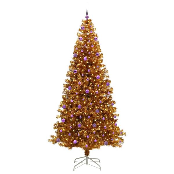 vidaXL Kerstboom met 300 LED met standaard Goud 240 cm PET