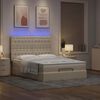 vidaXL Ottoman bed met matras en LED's 140x190cm stof cr&egrave;mekleurig