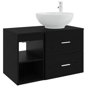 vidaXL Badkamermeubelset 2 pcs Zwart eiken Bewerkt hout