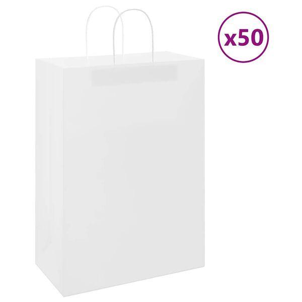 vidaXL Papieren zakken 50 st met hengsels 32x17x44 cm wit