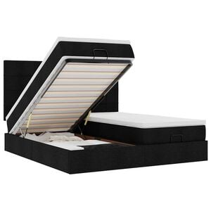 vidaXL Ottoman bed met matrassen en LED's 200x200cm stof zwart