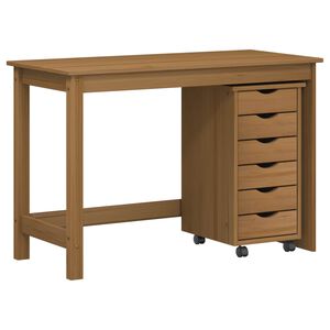 vidaXL Bureau en rollende kast set MOSS 2 st HoningBruin