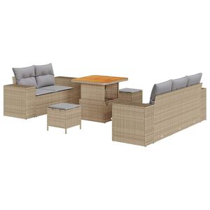 vidaXL Tuin Sofa Set met kussen 8 pcs Beige en Licht Grijs Poly Rattan