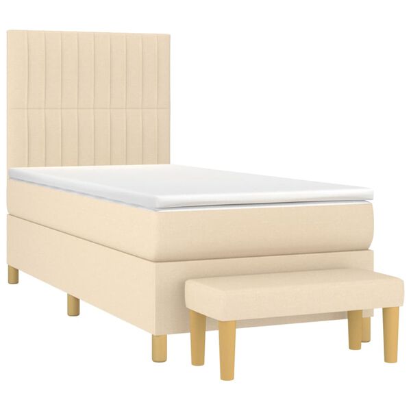 vidaXL Boxspring met matras stof cr&egrave;mekleurig 90x190 cm