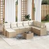 vidaXL Bankstel met kussen 9 pcs Beige poly rattan