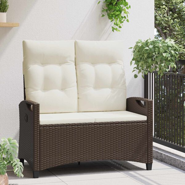 vidaXL Tuinbank Bruin en Cr&egrave;me 105 x 60 x 112 cm Staal en Polyester
