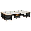 vidaXL 10-delige Loungeset met kussens poly rattan zwart