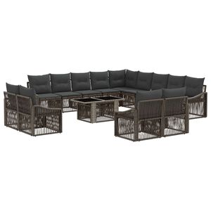 vidaXL Tuinbankenset 14 st Grijs en Donkergrijs 100 x 55 x 73 cm