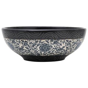 vidaXL Opzetwasbak rond &Phi;41x14 cm keramiek zwart en blauw