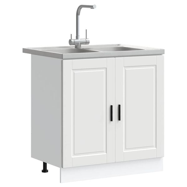 vidaXL Wastafel onderkast met opslag Porto 2 pcs Wit Bewerkt hout