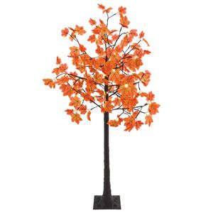 vidaXL LED-kerstboom esdoorn Bruin 22 x 22 x 150 cm Kunststof 96 LED's