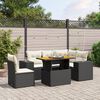 vidaXL 6-delige Loungeset met kussens poly rattan zwart