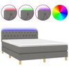 vidaXL Boxspring met matras en LED stof donkergrijs 140x190 cm