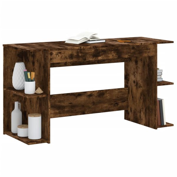 vidaXL Bureau 140x50x75 cm bewerkt hout gerookt eikenkleurig
