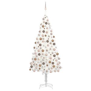 vidaXL Kunstkerstboom met verlichting en kerstballen 210 cm PVC wit