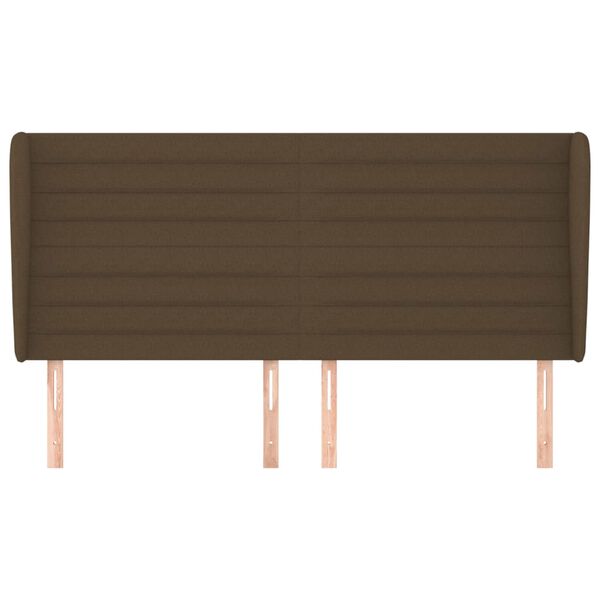 vidaXL Hoofdbord met randen 203x23x118/128 cm stof donkerbruin