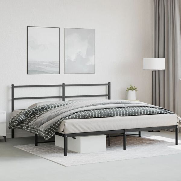 vidaXL Bedframe met hoofdbord metaal zwart 200x200 cm