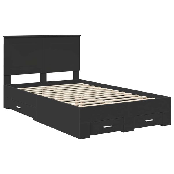 vidaXL Bedframe met hoofdeinde Zwart 135 x 190 cm Bewerkt hout