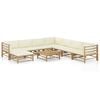 vidaXL 9-delige Loungeset met cr&egrave;mewitte kussens bamboe