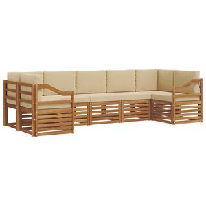 vidaXL Hoekbank Set 7 pcs Natuurlijk en Beige Massief Acaciahout