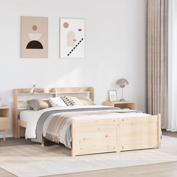 vidaXL Bedframe met hoofdbord massief grenenhout 120x200 cm