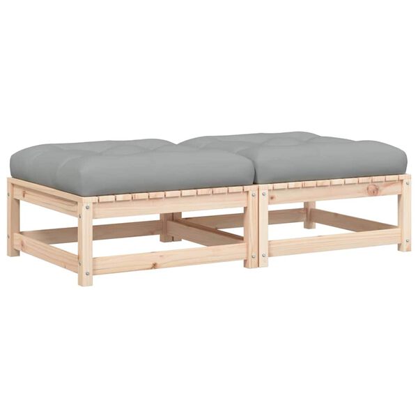 vidaXL Tuinvoetenbanken 2 st met kussens massief grenenhout