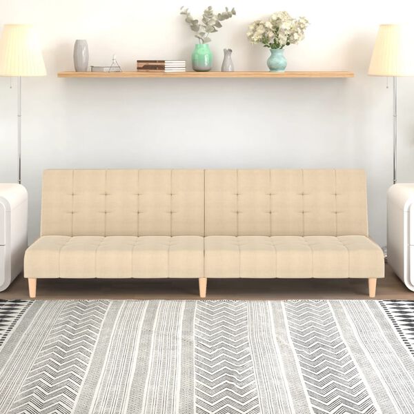 vidaXL Slaapbank 2-zits stof cr&egrave;mekleurig