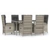 vidaXL 7-delige Tuinset met kussens poly rattan grijs