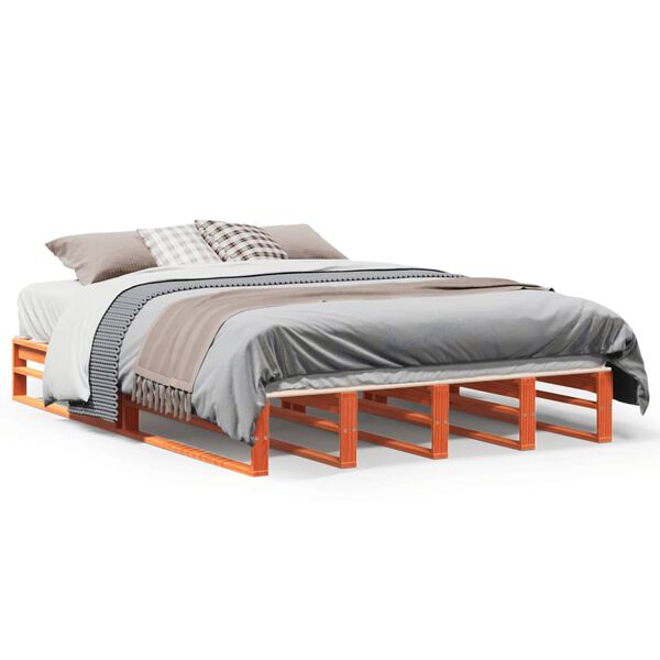 vidaXL Bedframe zonder matras massief grenenhout wasbruin 140x200 cm