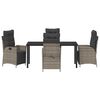 vidaXL Tuin eettafelset met kussen 5 pcs Grijs poly rattan